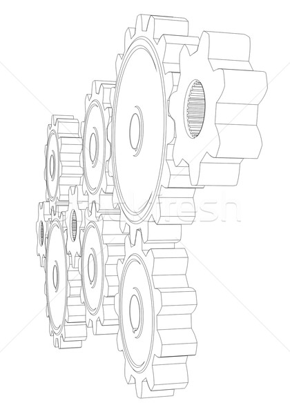 Wire frame gears Stock photo © cherezoff