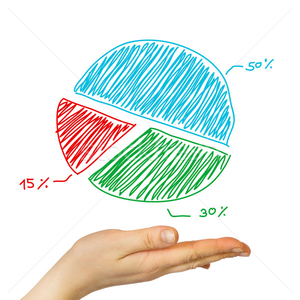 Pálma kéz kördiagram üzlet mobil képernyő Stock fotó © cherezoff