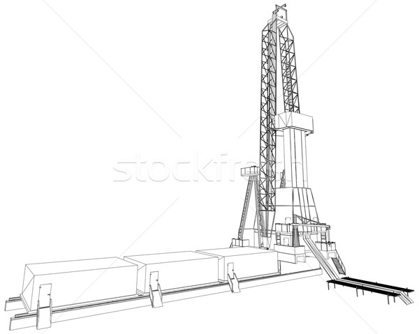 石油鑽機 詳細 孤立 白 向量 商業照片 © cherezoff