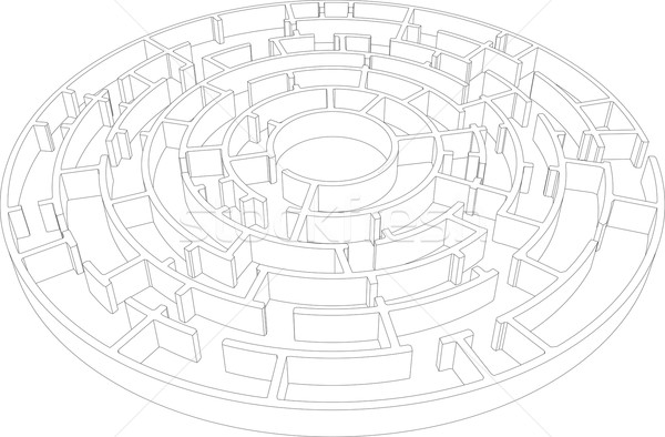 Wire-frame round intricate labyrinth. Vector Stock photo © cherezoff