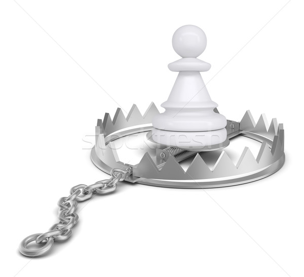 Schachfigur tragen Trap isoliert weiß Stock foto © cherezoff