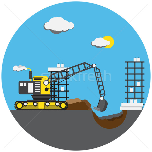 Colorful picture of digger Stock photo © cherezoff