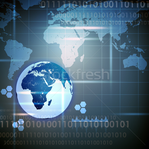 Mapa del mundo números tierra mundo azul tecnología Foto stock © cherezoff