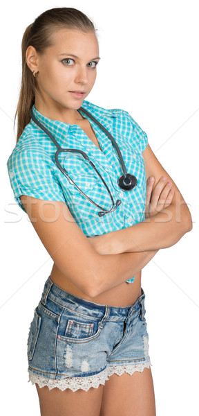 Woman with stethoscope on her neck Stock photo © cherezoff