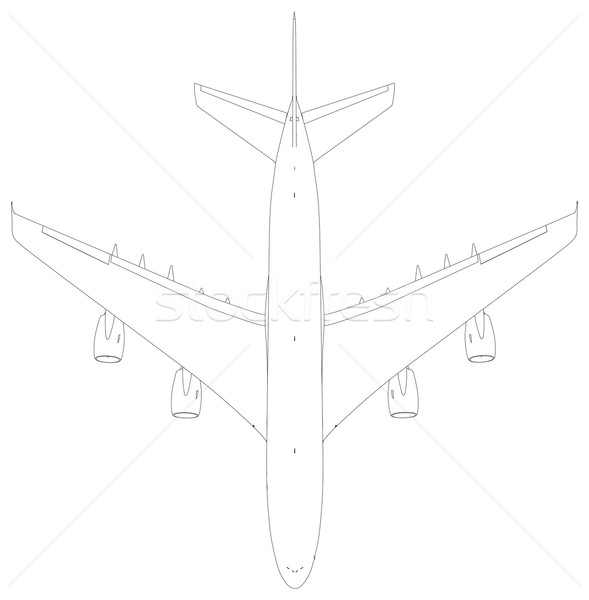 Rysunek samolot górę widoku odizolowany Zdjęcia stock © cherezoff