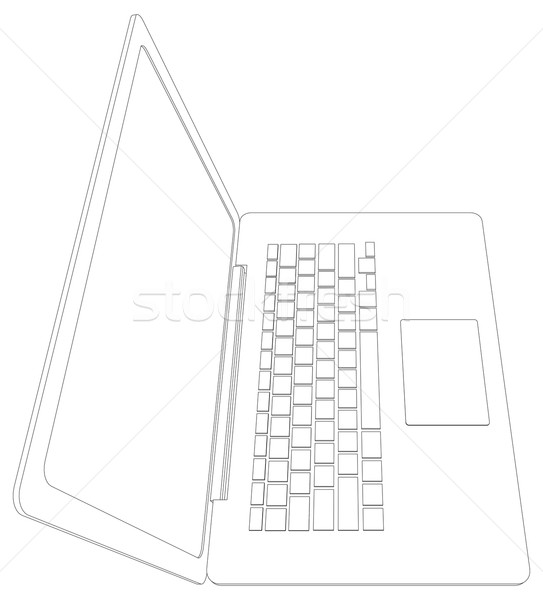 Wire-frame open laptop. Top view. Vector illustration Stock photo © cherezoff