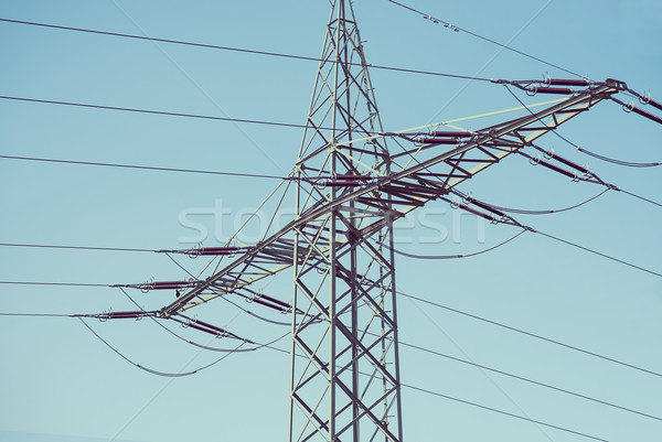 Electric poles on blue sky Stock photo © cherezoff
