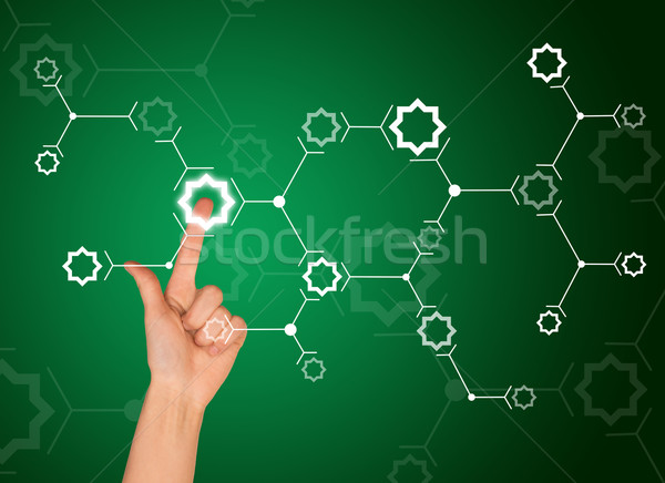 [[stock_photo]]: Index · blanche · star · connexion · vert · signe