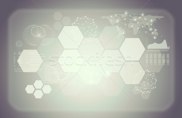 Colorless abstract background with graphical charts and geometric shapes Stock photo © cherezoff