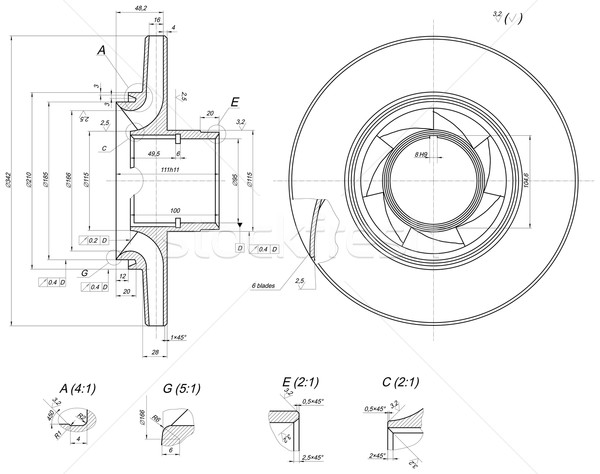 Sketch of wheel with lines and blades Stock photo © cherezoff