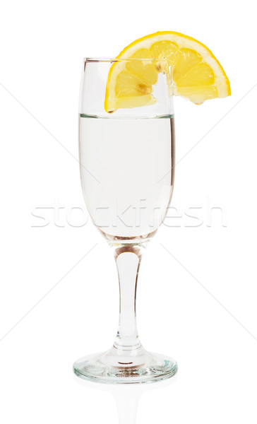 玻璃 水 橙片 孤立 白 商業照片 © cherezoff