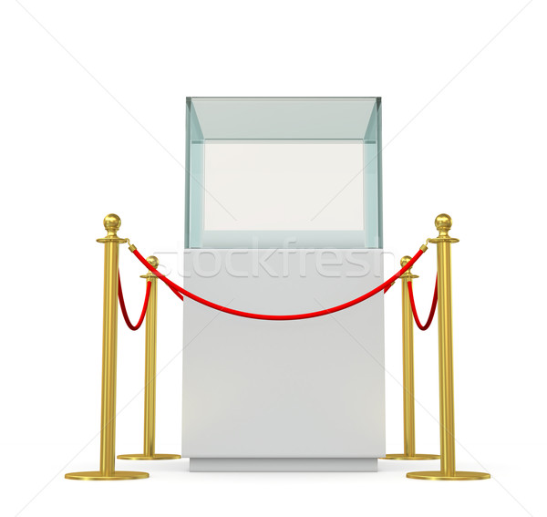 Empty glass showcase with barrier rope Stock photo © cherezoff