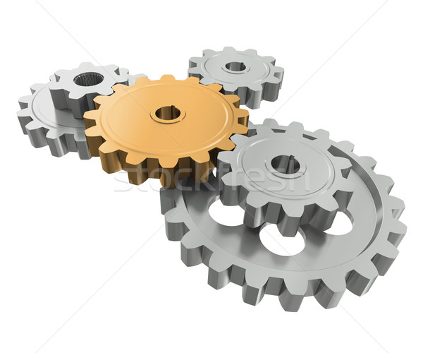 Stock photo: Group gears. Symbol leader in team work