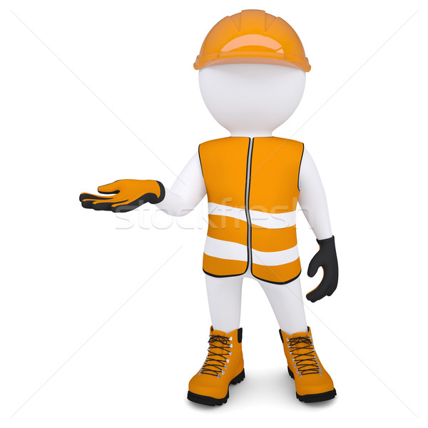 3d white man in overalls picked up an empty hand Stock photo © cherezoff