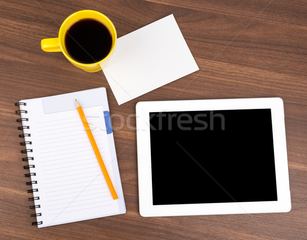 Blank copybook with tablet and small card Stock photo © cherezoff