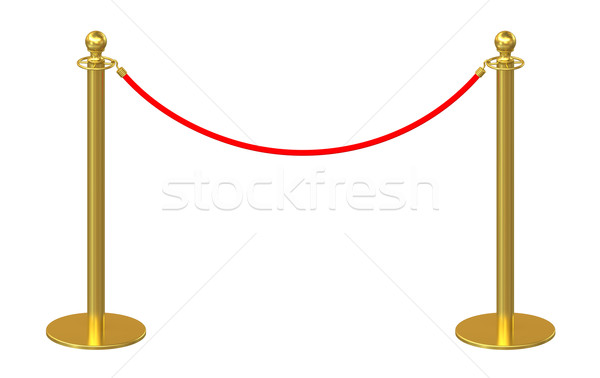 Golden fence, stanchion with red barrier rope Stock photo © cherezoff
