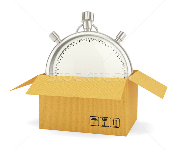 Abierto caja de cartón cronógrafo blanco 3D Foto stock © cherezoff