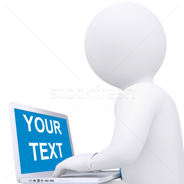 Stock photo: White 3d man working at his laptop