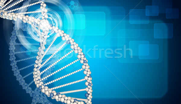 Foto stock: ADN · modelo · círculos · azul · gradiente · blanco