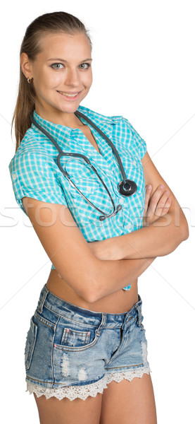 Woman with stethoscope on her neck Stock photo © cherezoff