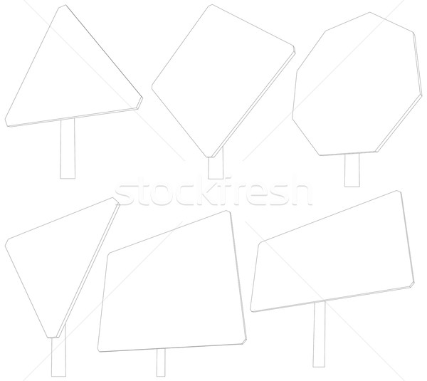 Set of wire-frame road signs. Front view. Vector illustration Stock photo © cherezoff