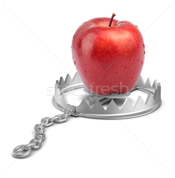 Măr poartă capcana izolat alb Imagine de stoc © cherezoff