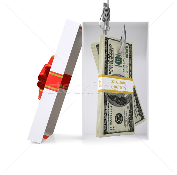 Bundle of money in gift box on white Stock photo © cherezoff