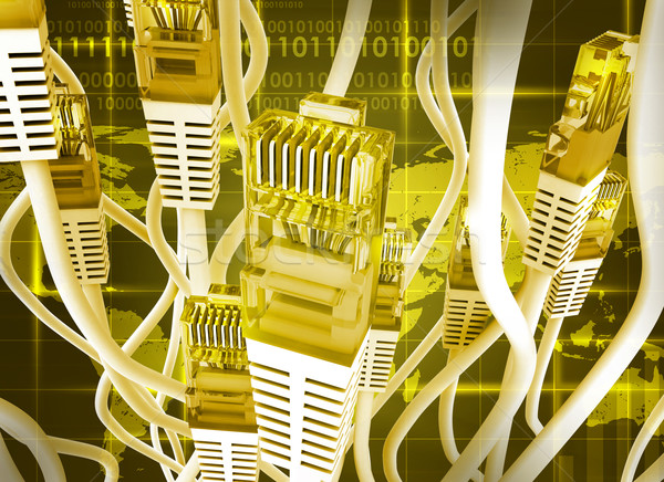 黄色 コンピュータ ケーブル 世界地図 抽象的な 緑 ストックフォト © cherezoff