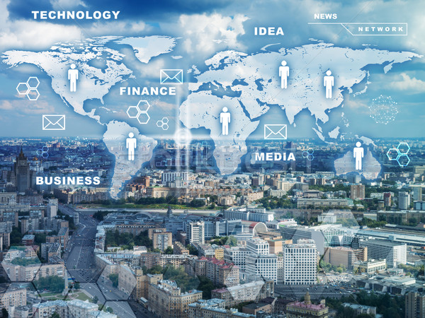 Cityscape carte du monde icônes informatiques ville carte [[stock_photo]] © cherezoff