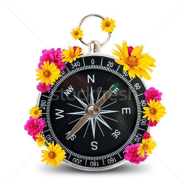 Compass with flowers Stock photo © cherezoff