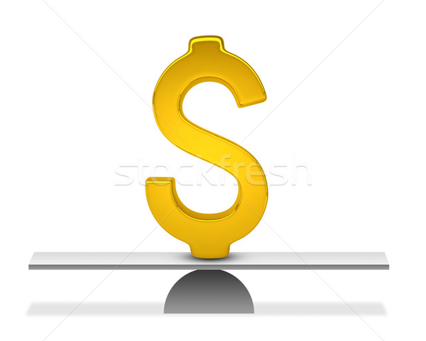 Tökéletes egyensúly arany dollárjel 3D renderelt kép Stock fotó © cherezoff