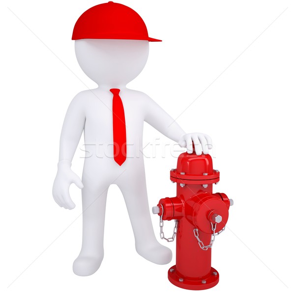 3d white man next to a fire hydrant Stock photo © cherezoff