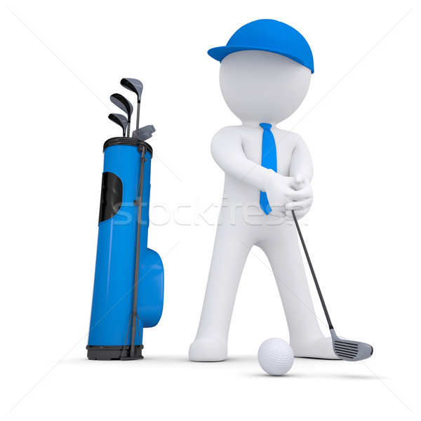 3d white man playing golf Stock photo © cherezoff