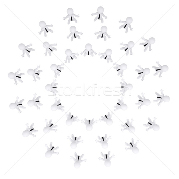 Gruppo bianco la gente 3d mani alzate i bianchi rendering 3d Foto d'archivio © cherezoff