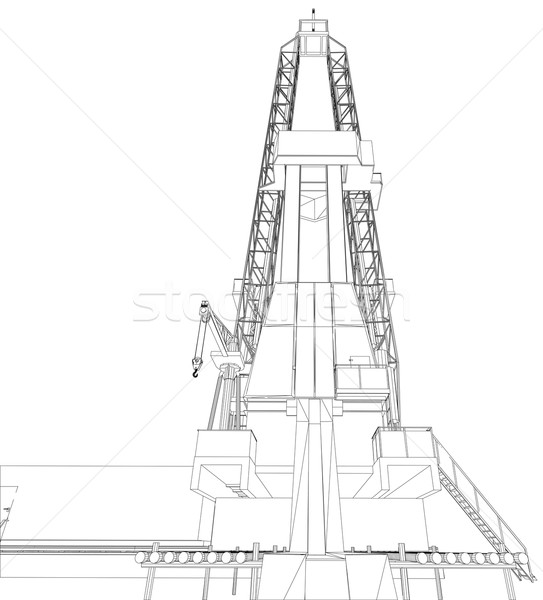 石油鑽機 詳細 孤立 白 向量 商業照片 © cherezoff