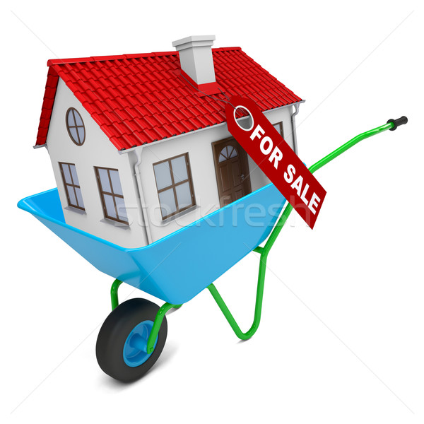 House with red roof in hand-barrow Stock photo © cherezoff