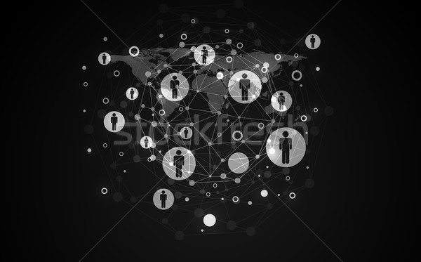 World map with computer icons Stock photo © cherezoff