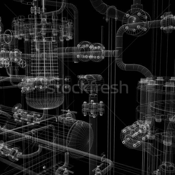 Industriali wireframe isolato nero Foto d'archivio © cherezoff