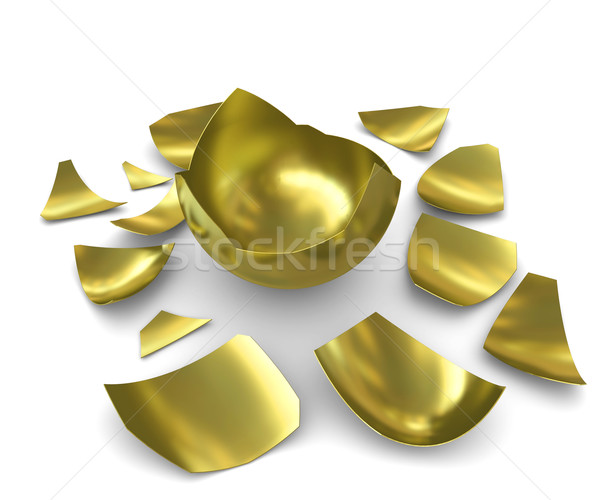 Stock photo: Hatched golden egg on a white background