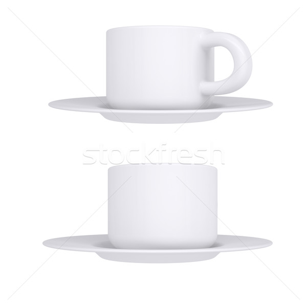 Witte koffiekopje schotel geïsoleerd geven voedsel Stockfoto © cherezoff