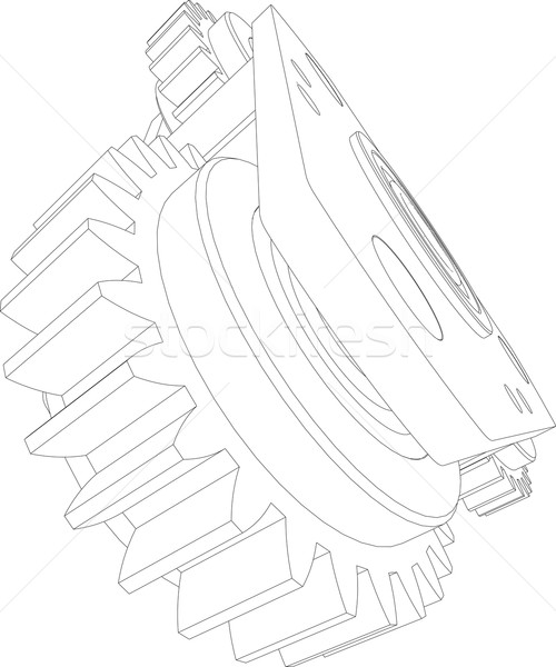 Wire-frame gears. Perspective view. Vector illustration  Stock photo © cherezoff