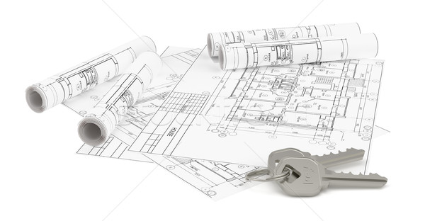 Construction plan for house building and keys Stock photo © cherezoff