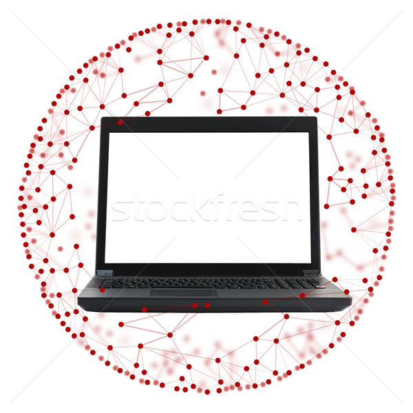 Portable écran blanche rouge ordinateur internet [[stock_photo]] © cherezoff