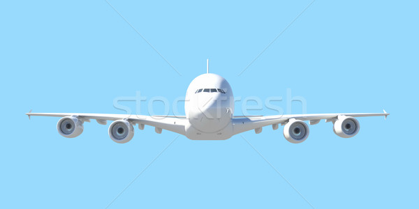 Fehér repülőgép elöl kilátás izolált render Stock fotó © cherezoff