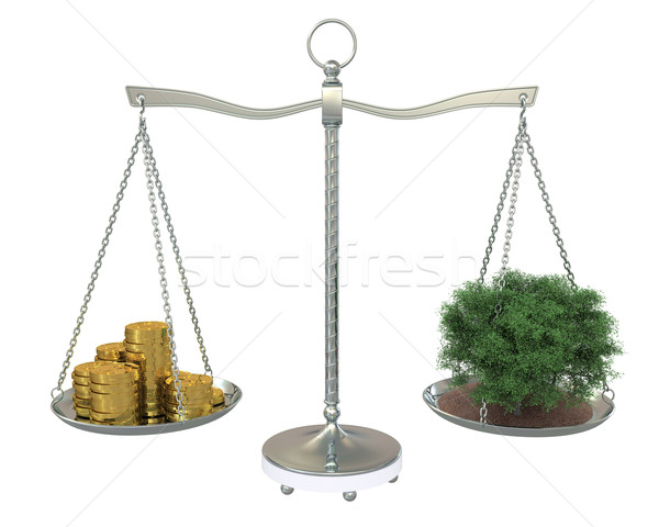 Tree and money to balance scales. Isolated on white background Stock photo © cherezoff