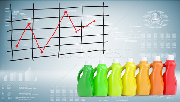 Bottles household chemicals and graph of price changes Stock photo © cherezoff