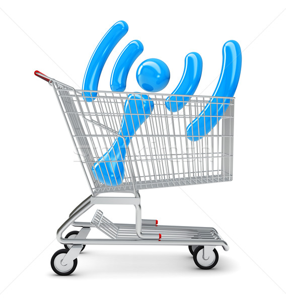 Wi-fi assinar carrinho de compras isolado branco compras Foto stock © cherezoff