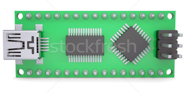 Computer board with chips and USB output Stock photo © cherezoff