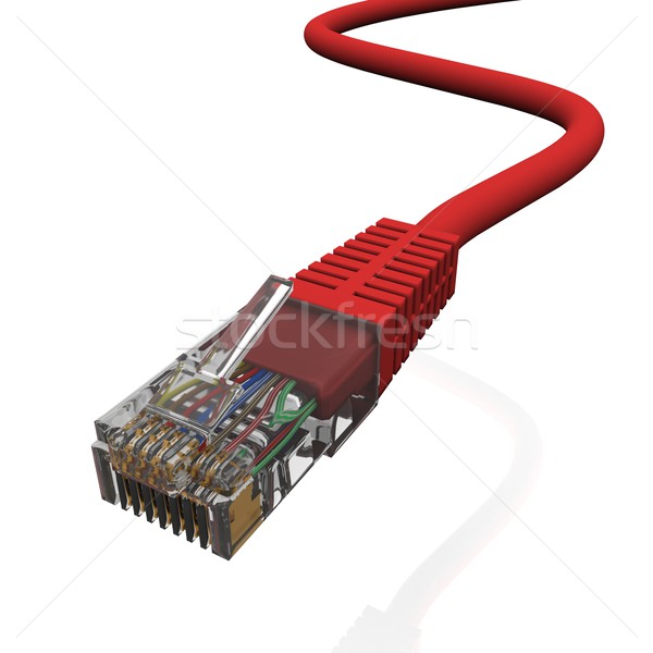 red cord with connector rj45 on a white background Stock photo © cherezoff