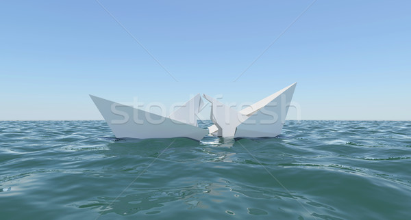 Paper Boat is broken into two parts, sinks in water Stock photo © cherezoff